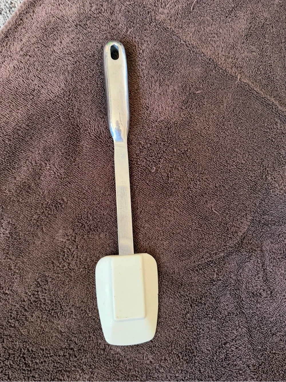 Vintage NORPRO Bowl Scraper Spatula White 18/10 Stainless Steel Kitchen Utensil